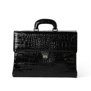 Női olasz lakkbőr aktatáska, Business Briefcase, fekete színben