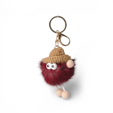 Táskadísz, manó, Little Elf Bag Charm, bordó színben