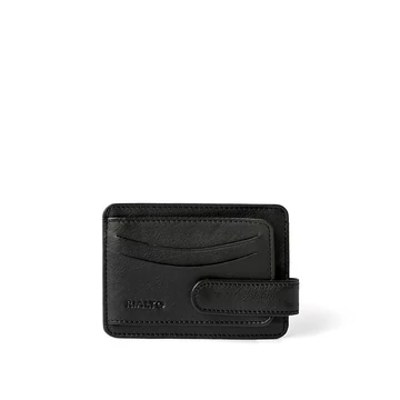 Férfi olasz bőr kártyatartó, Nappa Leather Cardholder, fekete színben
