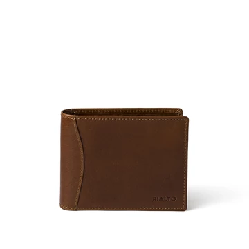 Férfi olasz bőr pénztárca, Vachetta Leather Wallet, sötétbarna színben
