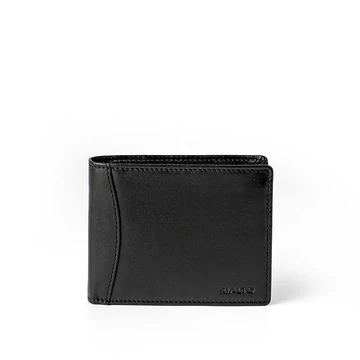 Férfi olasz bőr pénztárca, Nappa Leather Wallet, fekete színben