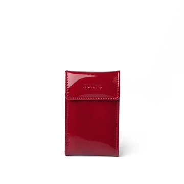 Női olasz lakkbőr kártyatartó, Patent Leather Cardholder Small, piros színben