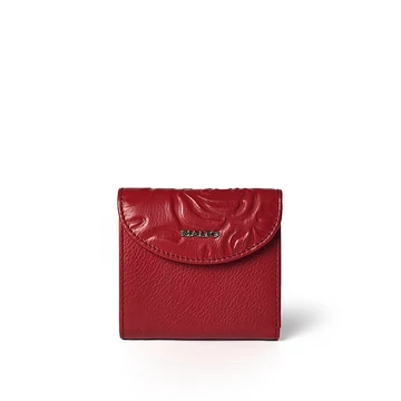 Női olasz rózsanyomott mintás bőr pénztárca, Rosa Nappa Leather Wallet Midi, piros színben