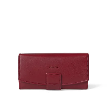 Női olasz bőr pénztárca, Leather Wallet Grande, piros színben