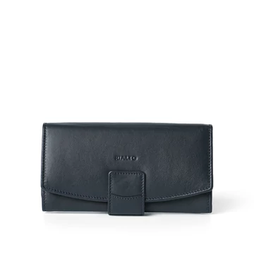 Női olasz bőr pénztárca, Nappa Leather Wallet Grande, kék színben