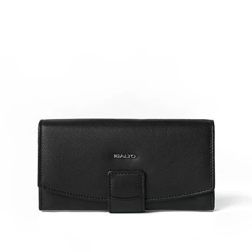 Női olasz bőr pénztárca, Nappa Leather Wallet Grande, fekete színben