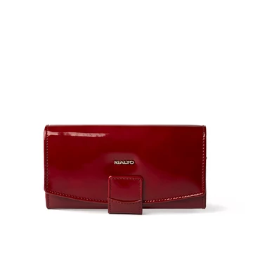 Női olasz bőr pénztárca, Patent Leather Wallet Grande, piros színben
