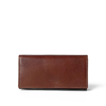 Női olasz bőr pénztárca, Leather Wallet Grande, barna színben