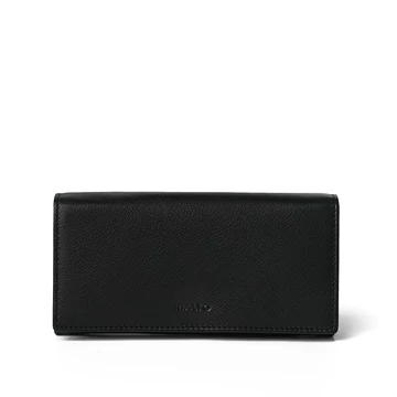 Női olasz bőr pénztárca, Nappa Leather Wallet Grande, fekete színben