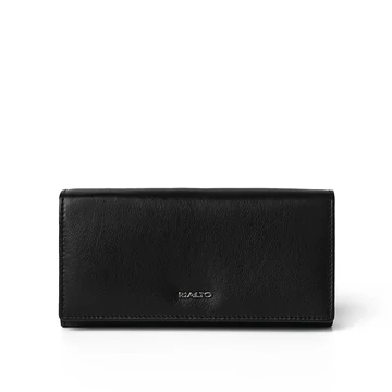 Női olasz bőr pénztárca, Nappa Leather Wallet Grande, fekete színben