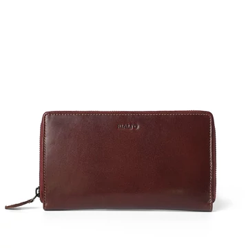 Női olasz bőr pénztárca, Leather Wallet Grande, barna színben