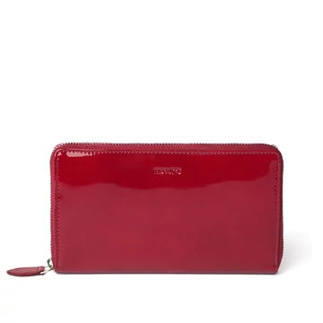 Női olasz lakkbőr pénztárca, Patent Leather Wallet Grande, piros színben