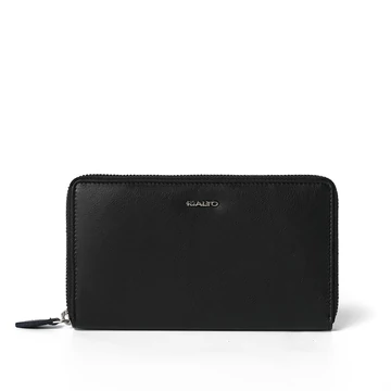 Női olasz bőr pénztárca, Nappa Leather Wallet Grande, fekete színben