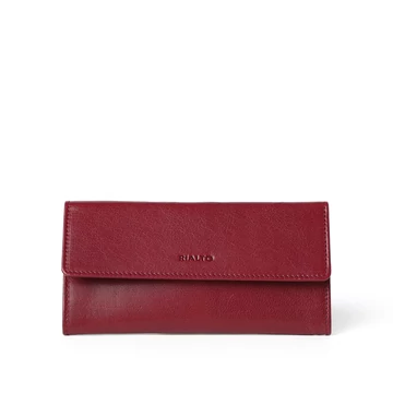 Női olasz bőr pénztárca, Leather Wallet Grande, piros színben