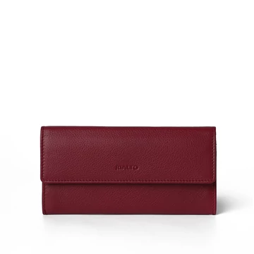 Női olasz bőr pénztárca, Nappa Leather Wallet Grande, piros színben