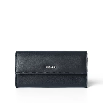 Női olasz bőr pénztárca, Leather Wallet Grande, sötétkék színben