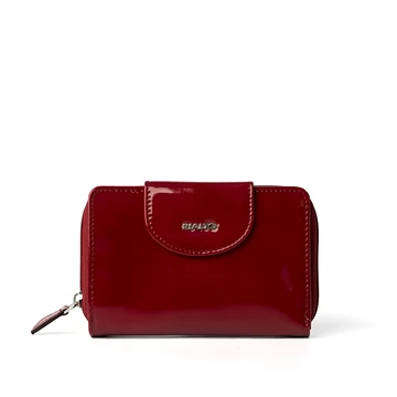 Női olasz lakk bőr pénztárca, Patent Leather Wallet Midi, piros színben