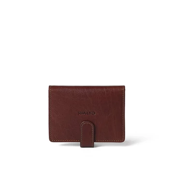 Olasz bőr kártyatartó,  Leather Cardholder, sötétbarna színben