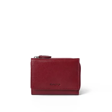 Női olasz bőr pénztárca, Leather Wallet Midi, piros színben