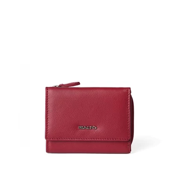 Női olasz bőr pénztárca, Leather Wallet Midi, piros színben