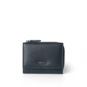 Női olasz bőr pénztárca, Leather Wallet Midi, sötétkék színben