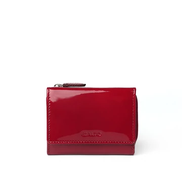 Női olasz lakkbőr pénztárca,Patent Leather Wallet Midi, piros színben
