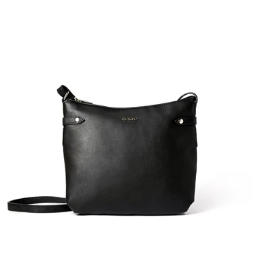 Női olasz bőr válltáska, Crossbody Bag, fekete színben
