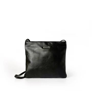 Női olasz bőr válltáska, Crossbody Bag, fekete színben