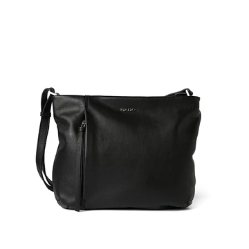Női olasz bőr átvetős táska, Siena Crossbody Bag, fekete színben