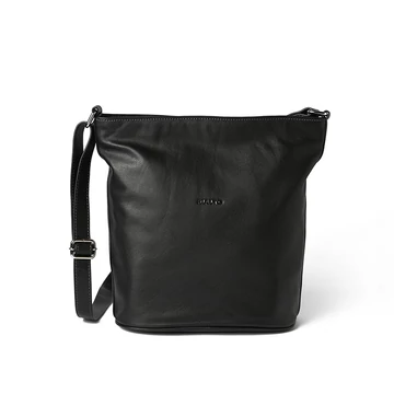 Női olasz bőr válltáska, Bucket Bag Maxi, fekete színben