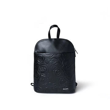 Női olasz rózsanyomott bőr hátitáska, Rosa Backpack Midi, sötétkék színben