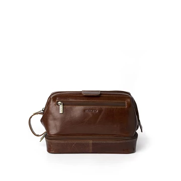 Férfi olasz bőr neszeszer, Nico Toiletry Bag, barna színben