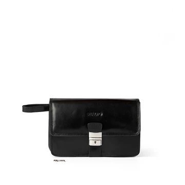 Férfi olasz bőr autóstáska, Adriano Car Bag, fekete színben