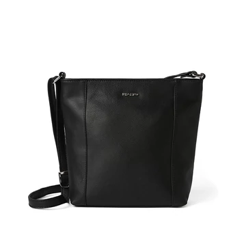 Női olasz bőr válltáska, Bucket Bag Midi, fekete színben