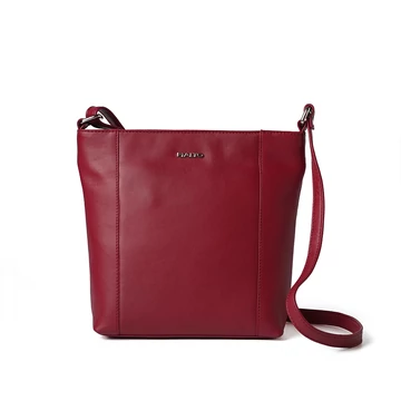 Női olasz bőr válltáska, Bucket Bag Midi, piros színben