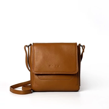 Női olasz bőr válltáska, Crossbody Bag, világosbarna színben