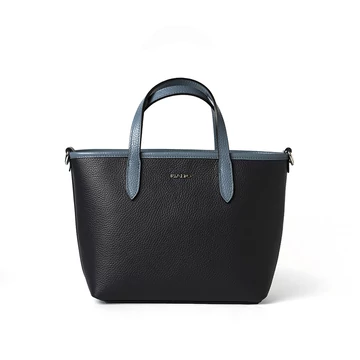 Női olasz bőr kézitáska, Nina Midi Handbag, sötétkék színben