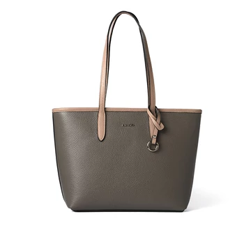 Női olasz bőr kézitáska, Nina Maxi Handbag, szürkésbarna színben