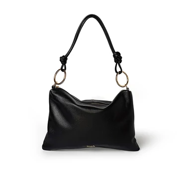 Női olasz bőr válltáska, Chiara Shoulder Bag, fekete színben