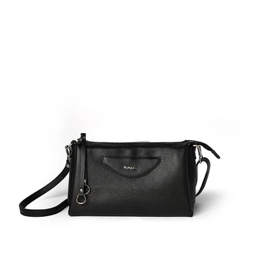 Női olasz bőr átvetős táska, Valeria Crossbody Bag, fekete színben