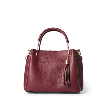 Női olasz bőr kézitáska, Livia Midi Handbag, bordó színben