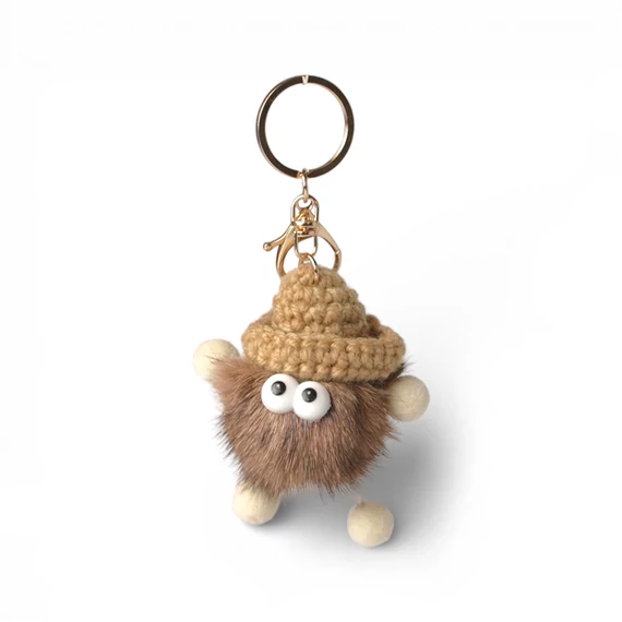 Táskadísz, manó, Little Elf Bag Charm, barna színben
