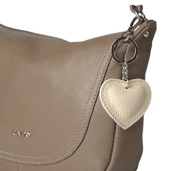 Heart Bag Charm Beige