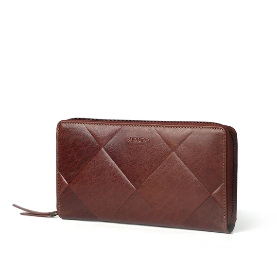 Linea Pressed Leather Wallet Marone