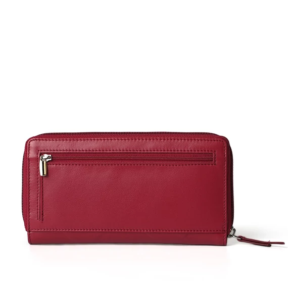 Linea Pressed Nappa Leather Wallet Ruby