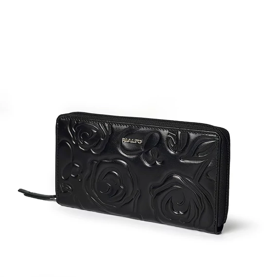 Rosa Leather Wallet Grande Noir