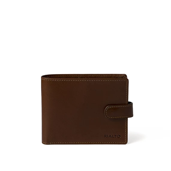 Férfi olasz bőr pénztárca, Vachetta Leather Wallet, sötétbarna színben