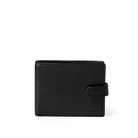 Férfi olasz bőr pénztárca, Nappa Leather Wallet, fekete színben