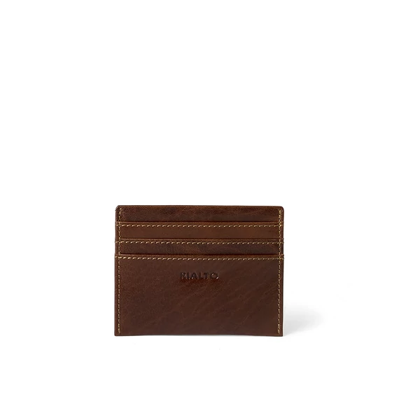 Férfi olasz bőr kártyatartó, Vachetta Leather Cardholder, sötétbarna színben
