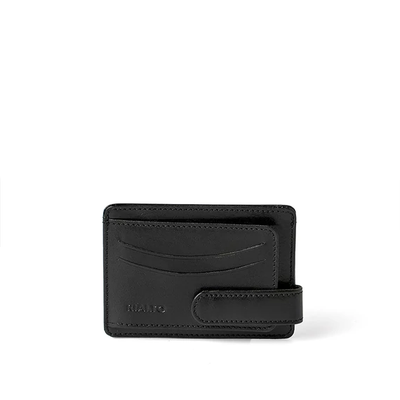 Férfi olasz bőr kártyatartó, Vachetta Leather Cardholder, fekete színben